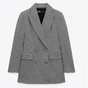 Zara double breasted houndstooth blazer